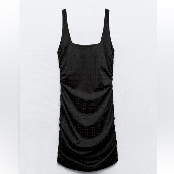 Zara Dresses & Skirts - ZARA Black Sleeveless Mini Dress with rhinestones